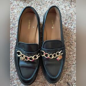 & Other Stories Black Flats with Gold Chain Detail